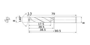 MITSUBISHI End Mills MS2MTBR0075T070 0.75mm Mstar, 2 Flute, Medium, Taper Ball Nose, Taper Angle one side 7°