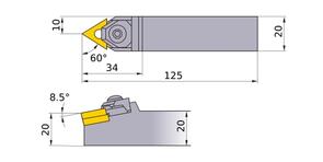 MITSUBISHI Turning, Tool Holder MTENN2020K16N 20.0mm Double Clamp Type Tool Holder (Neutral)