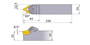 MITSUBISHI Turning, Tool Holder MTENN2525M22N 25.0mm Double Clamp Type Tool Holder (Neutral)