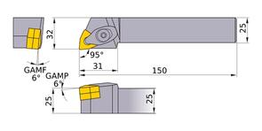 MITSUBISHI Turning, Tool Holder DWLNR2525M08 25.0mm Double Clamp Type Tool Holder (Right Hand)