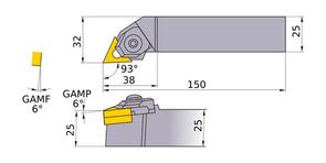 MITSUBISHI Turning, Tool Holder MTJNR2525M22N 25.0mm Double Clamp Type Tool Holder (Right Hand)