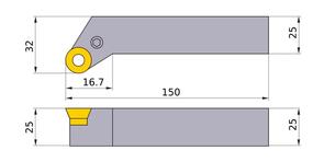 MITSUBISHI Turning, Tool Holder PRGCR2525M10 25.0mm Lever Lock Type Tool Holder (Right Hand)