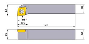 MITSUBISHI Turning, Tool Holder SCLCL1010E06 10.0mm Screw-On Type Tool Holder (Left Hand)