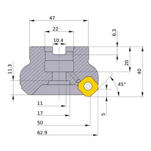 MITSUBISHI Indexable Rotating WSX445-050A03AR 50.0mm Clamp Type Tool Holder (Right Hand)