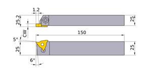 MITSUBISHI Grooving MGHR2525M3315 25.0mm MG Clamp-On Tool Holder