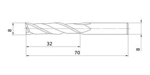 MITSUBISHI End Mill MS2LSD0800 8.0mm Mstar, 2 Flute, Long