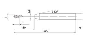 MITSUBISHI End Mills MS2XLD0400N500 4.0mm Mstar, 2 Flute, Long Neck 50.0mm