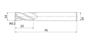MITSUBISHI End Mills MS4MRBD1000R020 10.0mm Mstar, 4 Flute, Medium, Corner R' 0.2mm