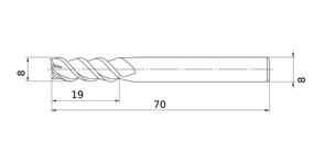 MITSUBISHI End Mill MSMHZDD0800 8.0mm Mstar, 3 Flute, Medium