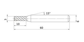 MITSUBISHI End Mills VFMDD0300 3.0mm Impact Miracle, 4/6 Flute, Medium