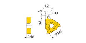 MITSUBISHI Insert, Threading MMT16ER075ISO VP10MF