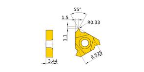 MITSUBISHI Insert, Threading MMT16ER110BSPT VP15TF