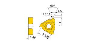 MITSUBISHI Insert, Threading MMT16IR115NPT VP10MF