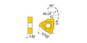 MITSUBISHI Insert, Threading MMT16IR150ISO VP10MF
