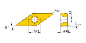 MITSUBISHI Insert, Turning VCGT130304M-LS-P MP9025