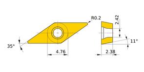 MITSUBISHI Insert, Turning VPGT080202M-SMG VP15TF