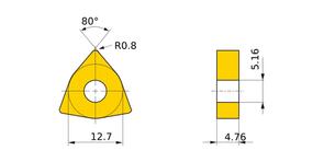 MITSUBISHI Insert, Turning WNMG080408-MM MP7035
